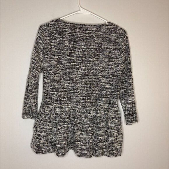 BOBEAU 3/4 Sleeve Peplum Pullover Pockets Knit Black Heather Size Medium - Picture 4 of 4